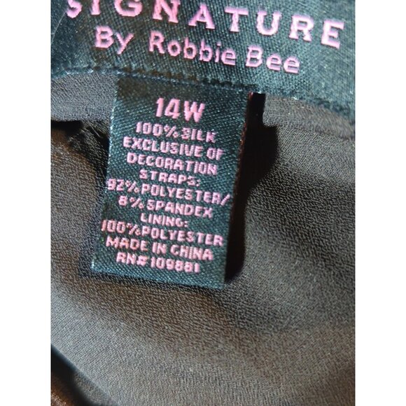 Signature/Robbie Bee Dress 100% Silk Romantic Strappy 14W V Neck Sequin  Empire - Picture 2 of 11